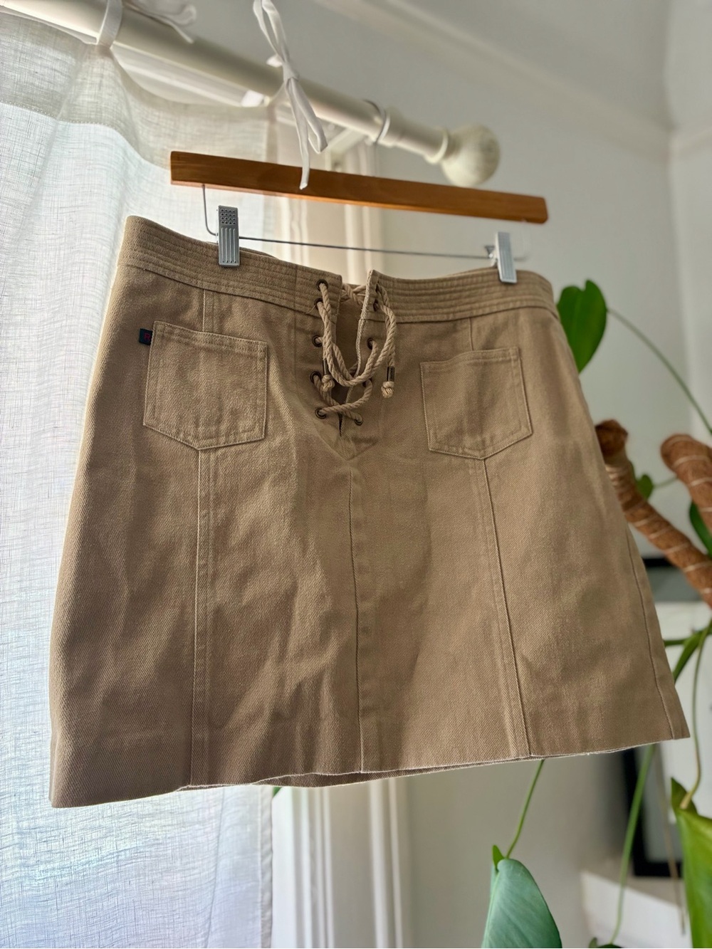 Ralph Lauren Vintage Women’s Tan Lace-Up Preppy Fall Skirt